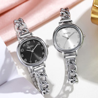 Nouvelle montre à quartz de luxe pour femme avec boîtier en acrylique écologique et bracelet en alliage, style Instagram, élégante, boîtier ovale de niche, fermoir bijou