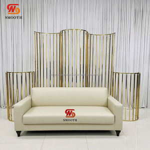 SMOOTH Shiny <b>Gold</b> Stainless Steel Wedding Stage Backdrop Stand Wavy Frames Metal Background Arch <b>Decoration</b> - Product Image 1