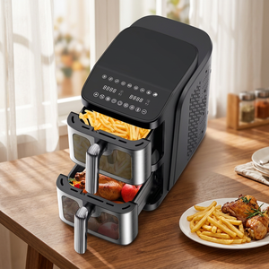 Friteuse à air double panier 3,1-4,0 L en acier inoxydable avec écran tactile LCD et fenêtre d'observation, cuisson rapide, multifonction - Product Image 2