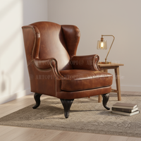 Canapé de salon en cuir véritable Antique, fauteuil simple