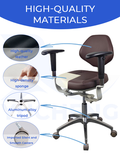 高品質歯科用チェア、歯科用スツール、歯科用顕微鏡用、ダブルスイングアウトアームレスト付き、歯科医院で使用 - Product Image 5