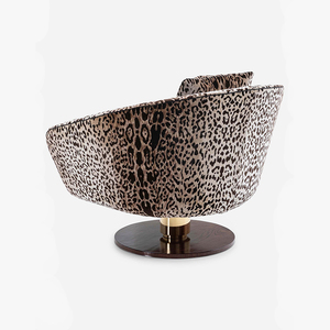 Chaise d'appoint pivotante moderne à 360 ° faite à la main <span class=keywords><strong>Fauteuil</strong></span> de loisirs rembourré en <span class=keywords><strong>tissu</strong></span> doux imprimé léopard pour salons chambres hôtels - Product Image 2