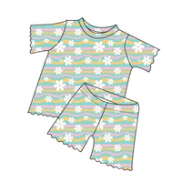 Vêtements pour filles de haute qualité, deux pièces, tissu en soie de lait, imprimé mignon personnalisé, shorts d'été, tenues pour bébés de boutique