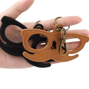 PU Leather Moustache Shape Sunglasses Holder <b>Keychain</b> for Travel Portable Eyeglasses <b>Glasses</b> <b>Keychain</b> Cute Promotional - Product Image 4