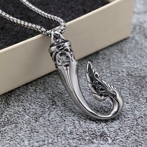 yunnique Stainless Steel Wave <b>Hook</b> Pendant Themed Asymmetry Design For Clothing Matching Gift - Product Image 1