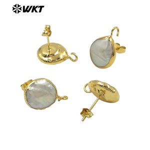 WT-JF329 Perla Orecchino Della Vite Prigioniera Dei Monili del Connettore Formato Casuale Orecchino di Perla Che Fanno In Oro Con Cornice di <span class=keywords><strong>Perle</strong></span> Accessori di Risultati Dei Monili - Product Image 2