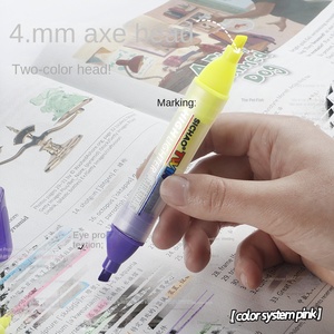 Bút <span class=keywords><strong>Highlighter</strong></span> xuyên biên giới hai đầu công suất lớn que tam giác màu huỳnh quang đánh dấu bút đặt bao bì cho Graffiti - Product Image 2