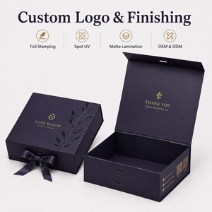 Custom One‑Piece Collapsible <b>Magnetic</b> Gift Box With Ribbon Logo Print Foldable Paper Gift Box For Cosmetic Clothing Wedding Gift - Product Image 3