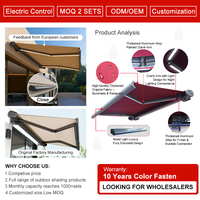 Auvent à bras motorisé avec protection solaire LED, auvent moderne pour extérieur, distributeur allemand, auvent cassette complet pour patio, jardin, terrasse