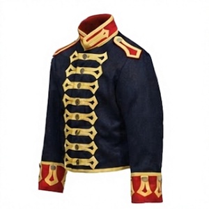 Veste en laine matelassée de style uniforme militaire vintage pour homme, coupe-vent, col montant, boutons en corne, broderie, automne - Product Image 1