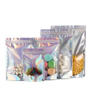 Bag Candy Packaging Bags For Bag Transparent Stand Up Pouch Holographic Hologram Zip Lock Packaging Bag For Cosmetic Candy Make Up