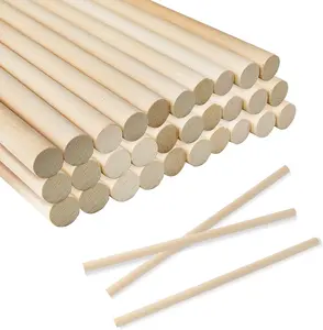 2023 Wood Dowels Dods, Round Wooden Sticks for Arts and Crafts, Unfinished Hardwood Sticks for DIY Crafting, Cake Support