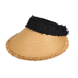 Faltbarer Raffia Stroh Krempe Breiter Sonnenhut für Frauen Sommer Outdoor UV-Schutz Visier Hut Gesicht Abnehmen Fedora Panama Beach - Product Image 6