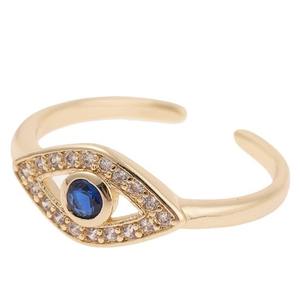 خاتم على شكل عين بأسلوب كوري بالجملة، خاتم بسيط مرصع بالأحجار الطبيعية، تصميم أنيق وفريد للنساء، سوار ذهبي - Product Image 1