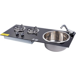 Cuisinière à gaz et évier GR-216B pour camping-cars et yachts 790*340*130mm Verre trempé et intérieur en acier inoxydable Accessoire - Product Image 3