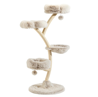 Arbre à chat moderne 59 x 59 x 155 cm, griffoir avec peluche et sisal, mobilier pour chats, poteau avec balle de jeu