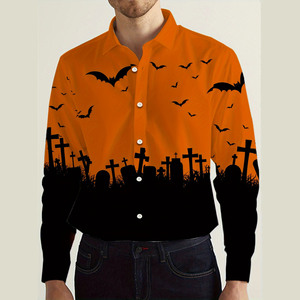Camicia da uomo <span class=keywords><strong>a</strong></span> maniche lunghe <span class=keywords><strong>con</strong></span> stampa <span class=keywords><strong>pipistrello</strong></span> cimitero per Halloween 2026 - Top casual gotico <span class=keywords><strong>con</strong></span> bottoni per feste <span class=keywords><strong>a</strong></span> tema - Product Image 5