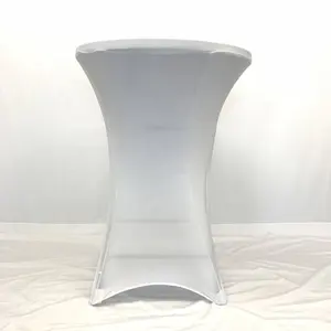 White Spandex Cocktail Table Cover Fitted High Top Round Table Cloth For Wedding Party