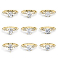 Cincin Pernikahan Wanita Mewah 1/2/3/4/5 Karat Batu Moissanite Berlapis Emas 18K Perak Sterling Model Prong Setting Gaya Mewah Ringan