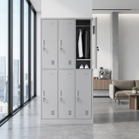 Casiers de rangement métalliques à 6 portes avec serrure électronique pour vestiaire, atelier et bureau à domicile, pour vêtements et bagages