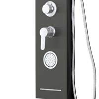 Panneau de douche thermostatique LANO en acier inoxydable brossé moderne, durable et facile à nettoyer, avec double poignée