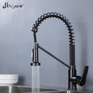 Jboyuan Stainless Steel Spring Pull Out Faucet Single Handle Deck <b>Mounted</b> Modern Kitchen Sink Water Tap - Product Image 3
