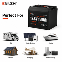 Batterie LiFePO4 Enlzh 12,8 V 150 Ah avec BMS 100 A pour véhicules électriques, bateaux, camping-cars, stockage solaire - Système 4 cellules