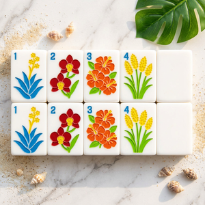 Jeu de Mahjong Portable en Acrylique Tiki Time, Style Tropical Tiki Hawaïen, Tuiles de Mahjong Américaines, Pieds Pliants, Jeu de Vacances pour 4 Joueurs - Product Image 4