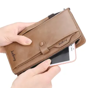 Ready stock large capacity business men's long pu leather purse men card wallet baellerry wallets guangzhou
