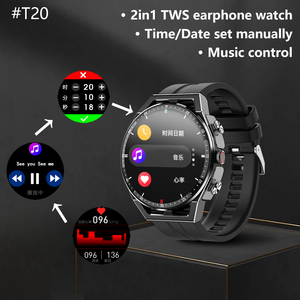 Montre connectée sportive T20 avec écouteurs, suivi de la santé, podomètre et moniteur de fréquence cardiaque - Product Image 2