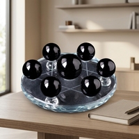 Boule en cristal d'améthyste violette naturelle, motif sept étoiles, pierre polie, ornement décoratif pour la maison et le bureau