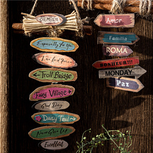 Paquete de 50 Hojas de Pegatinas en Inglés, Papel para Envolver, Serie de Idiomas en Madera, Materiales Creativos de Estilo Retro - Product Image 4