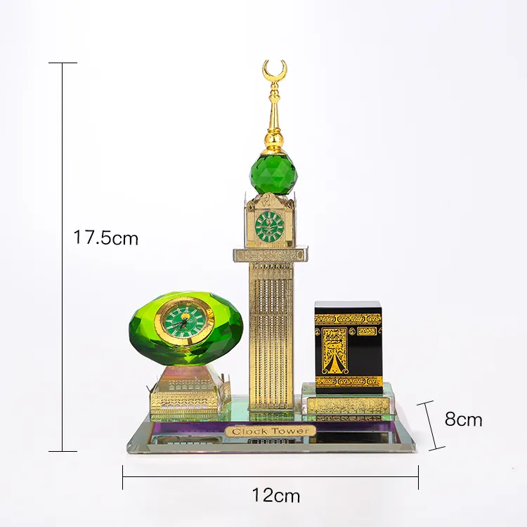 Tour de l'horloge Kabba Makkah en verre MH-LP0251 cadeaux de tour de cadre islamique