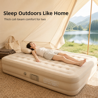 Matelas Gonflable Double Moderne 3 Saisons 150x200cm avec Pompe Électrique Intégrée et Surface Floquée pour Tente et Voyage en Voiture