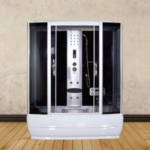 Salle de bain de luxe Cabine de douche à vapeur coulissante à secteur noir avec <span class=keywords><strong>baignoire</strong></span> à remous - Product Image 2