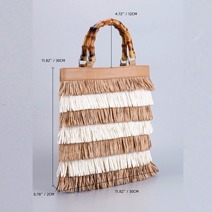 Bolsos de mano informales para mujer, borlas de verano, estilo bohemio, Asa de bambú, bolsos de playa, cremallera, vacaciones, tejido de hierba, nuevo <span class=keywords><strong>Bolso</strong></span> para mujer - Product Image 6