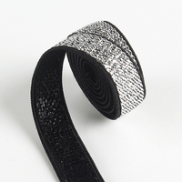 Ruban tissé personnalisé en nylon à paillettes argentées givrées, motif nœuds, confortable, élastique, haute élasticité, durable, haute ténacité