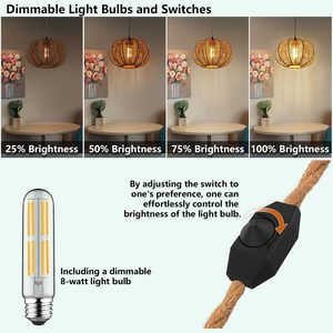 TSINYE Lampes suspendues Rotin Pendentif Lumière Plug In Cordon Pendentif Luminaire Plug In Wall Outlet Pendentif Éclairage - Product Image 5