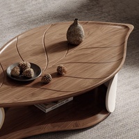 Table basse de designer minimaliste Art Sense Table basse de salon moderne et légère en forme de noyer plaqué de luxe