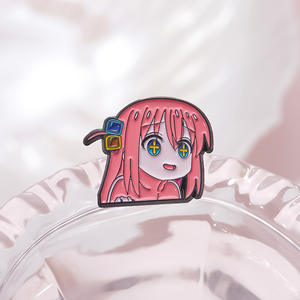 Bros dekorasi gaya Jepang, karakter kartun Anime rambut merah muda versi Q berlapis logam Digital Avatar kepribadian trendi - Product Image 2