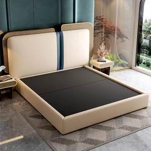Dormitorio de tamaño completo, dormitorio de diseño moderno de cuero ligero de lujo, camas king <span class=keywords><strong>size</strong></span>, <span class=keywords><strong>cama</strong></span> de lujo, juego de dormitorio para niñas, muebles de dormitorio - Product Image 2