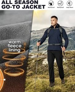 Veste Softshell Décontractée Homme Automne Épaisse à Capuche Imperméable Isolée Coupe-Vent Doublée Polaire avec Fermeture Éclair - Product Image 4