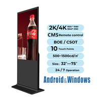 Kiosque d'affichage numérique LCD portable de 32 pouces avec écran tactile, système de gestion CMS, contrôle à distance, Android, pour centre commercial