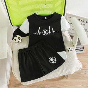 Conjunto de dos piezas de verano para niños de 3 a 8 años Camiseta deportiva sin mangas con estampado de letras y pantalones cortos informales para deportes al aire libre para <span class=keywords><strong>adolescentes</strong></span> - Product Image 1
