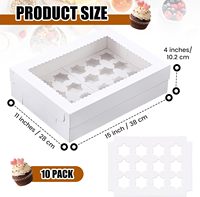 Boîtes jetables pour cupcakes et muffins avec fenêtre, en carton blanc découpé, mini-boîtes à cupcakes