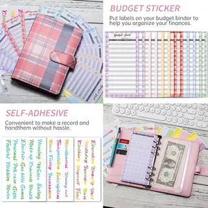 Op Maat Gemaakte Vermogensbeheer Laptop Pu Lederen Planner A6 Budget Binder Met Cash Envelop Notebook