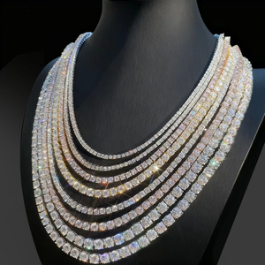 RINNTIN MON Collana Tennis Iced Out in Argento 925 con Moissanite VVS 2/3/4/5/6.5mm, Testata al Diamante, Stile Hip Hop - Product Image 2
