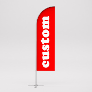 Drapeaux plume personnalisés en gros avec logo, pour publicité extérieure, drapeau de plage volant avec support de mât et base à eau - Product Image 1