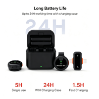 Micrófono Lavalier Inalámbrico J33 ANC Tipo-C con Cancelación de Ruido, Micrófono de Solapa para Grabación en iPhone y Android