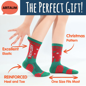 Calcetines navideños para mujer, calcetines de media pantorrilla de algodón térmico con patrón de copo de nieve rojo y verde para uso en otoño e invierno - Product Image 4